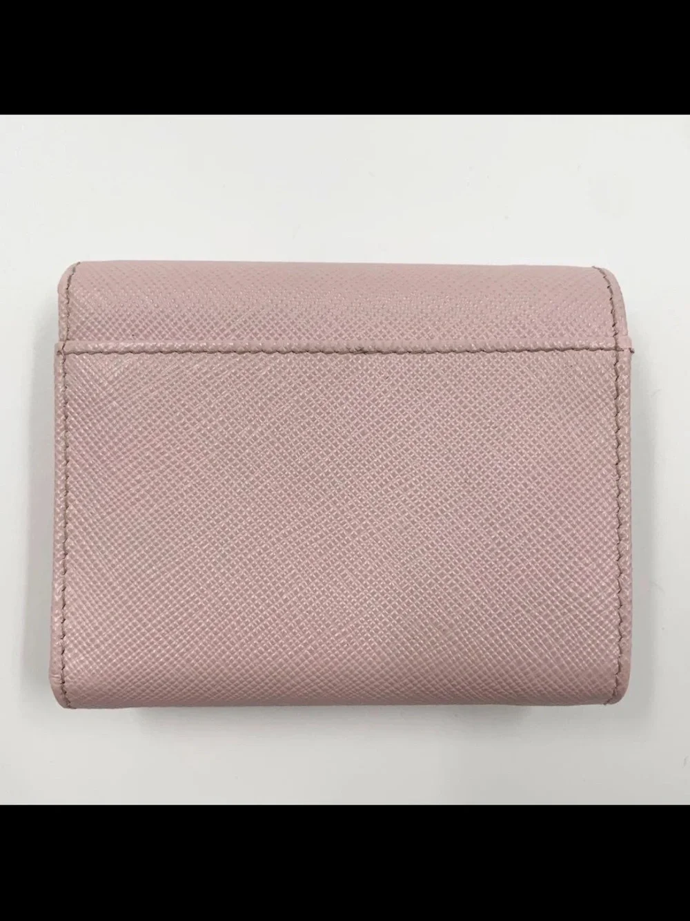 Prada Pink Saffiano Compact Wallet with Gold Logo